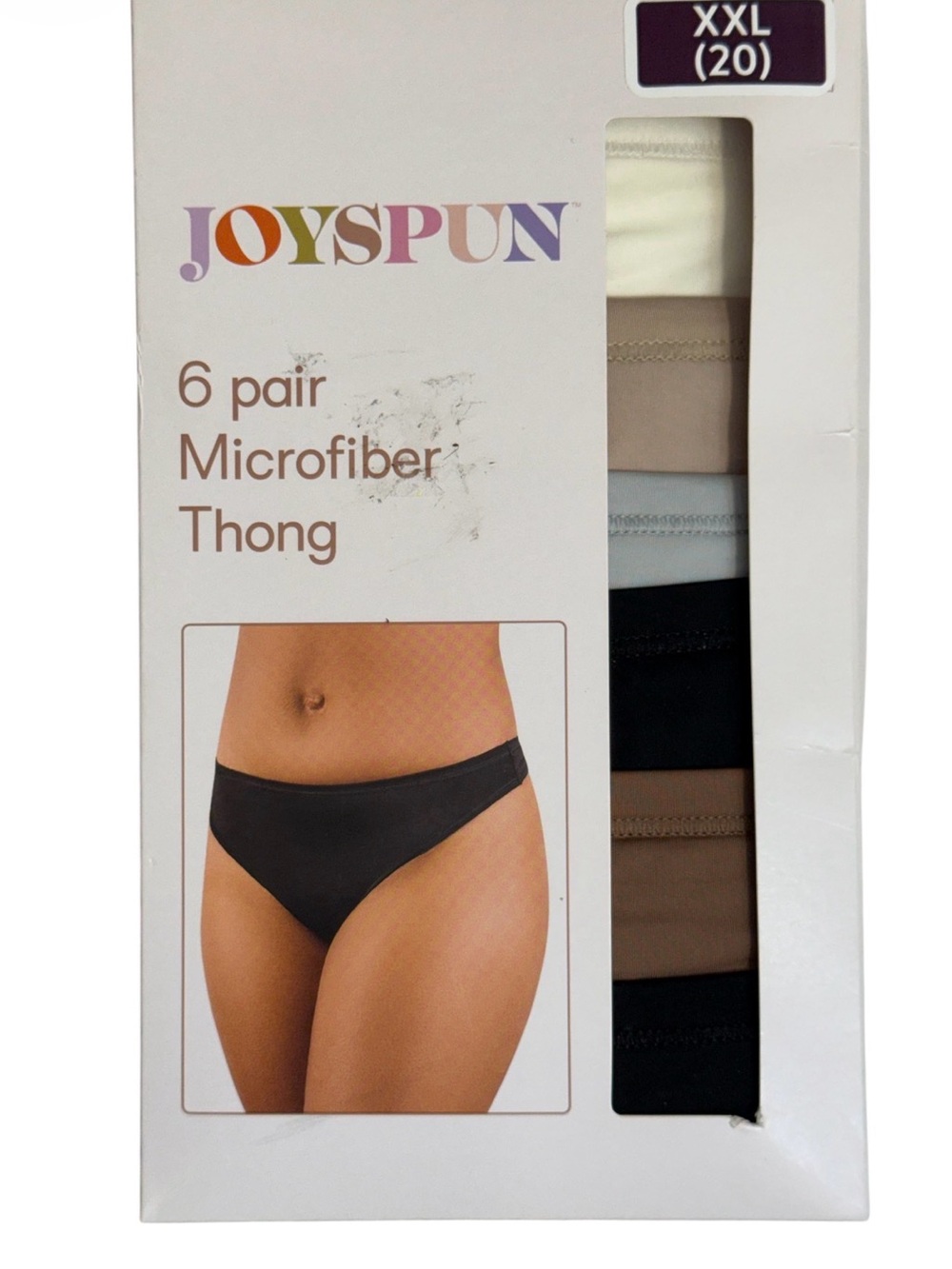 Joyspun 6 Pair No Show Milcrofiber Thong Sz(20 XXL)